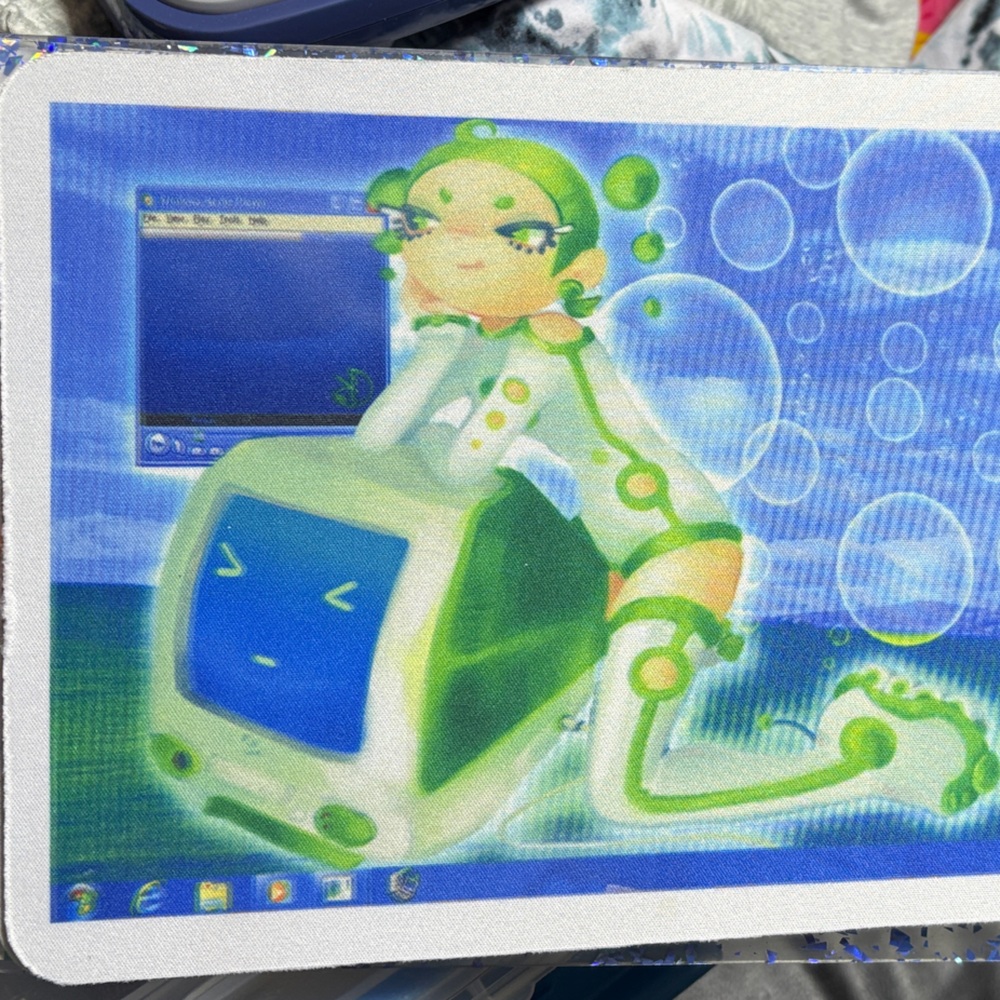 Futuristic Green and Blue Mouse Pad